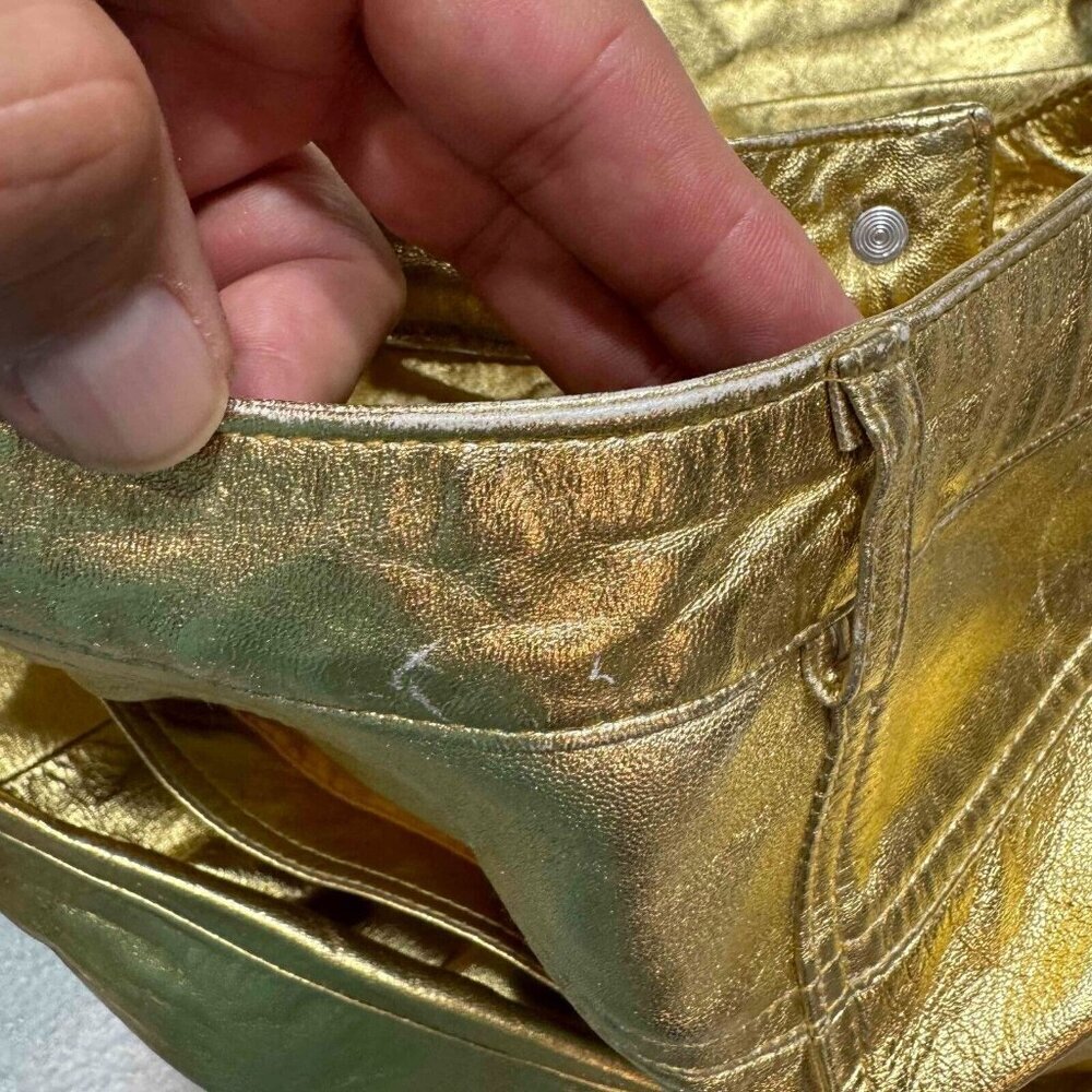 Muubaa London Amy Straight Sheep Leather Jeans 5-Pocket Gold Metallic Size‎ US 0 - Picture 5 of 15